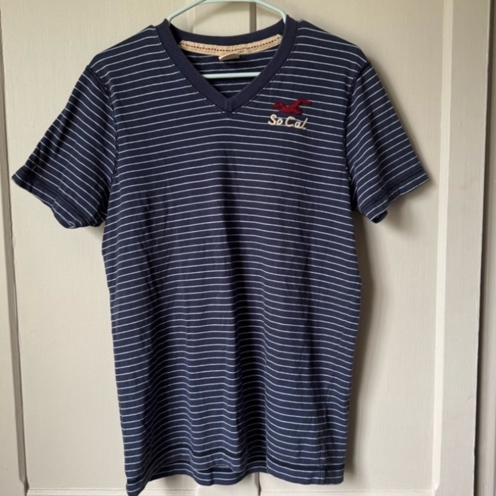 Hollister Navy Striped Shirt